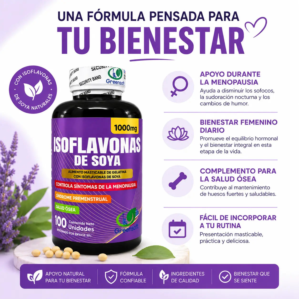 Isoflavona de soya  - Recupera tu bienestar y siéntete tú misma nuevamente