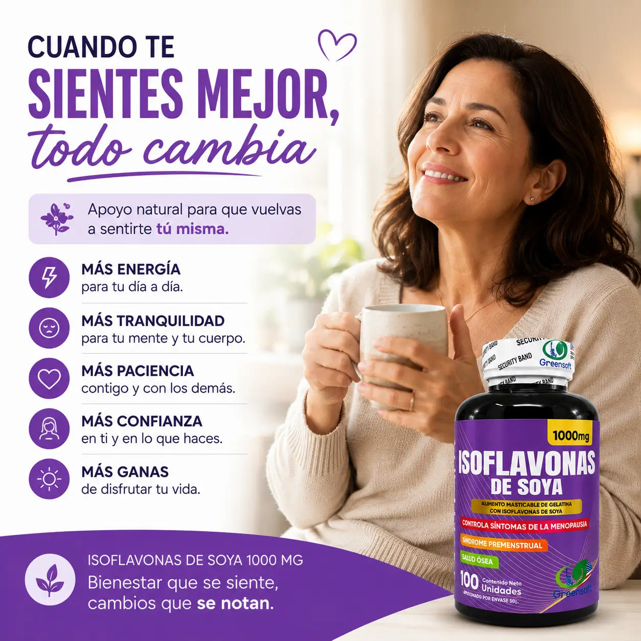Isoflavona de soya  - Recupera tu bienestar y siéntete tú misma nuevamente