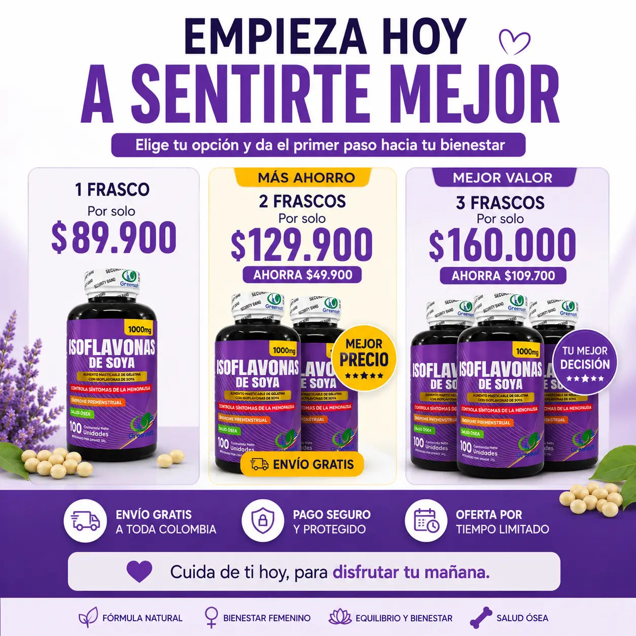 Isoflavona de soya  - Recupera tu bienestar y siéntete tú misma nuevamente